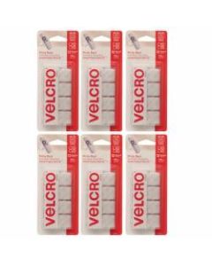 VELCRO Brand STICKY BACK Fasteners, Square, 0.88in, White, 12 Fasteners Per Pack, Set Of 6 Packs