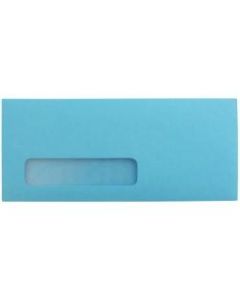 JAM Paper #10 Single-Window Booklet Envelopes, Bottom Left Window, Gummed Seal, 30% Recycled, Brite Hue Blue, Pack Of 25