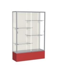 Waddell Spirit 4-Shelf Floor Display Case, 72inH x 48inW x 16inD, Red Base/Satin Finish