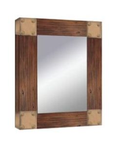 PTM Images Framed Mirror, Accent, Corner Tacks, 20inH x 16inW, Natural Wood