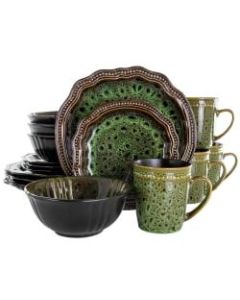 Elama Jade Waves 16-Piece Dinnerware Set, Green