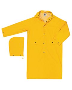 Classic Rain Coat, Detachable Hood, 0.35 mm PVC/Polyester, Yellow, 49 in Large