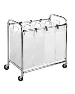 Honey-Can-Do Heavy-Duty Quad Laundry Sorter, Chrome/White