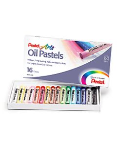 Pentel Arts Oil Pastels, Assorted Colors, Pack Of 16
