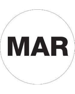 Tape Logic White - "MAR" Months of the Year Labels 2in, DL6737, Roll of 500