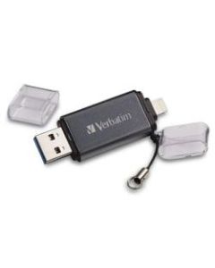 Verbatim Store "n Go Dual USB 3.0 Flash Drive - 16 GB - USB 3.0, Lightning - Graphite - 1/Each