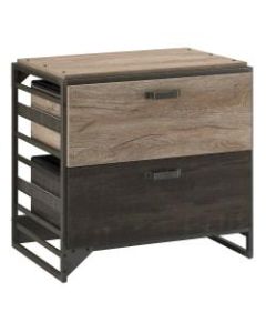 Bush Business Furniture Refinery 31-3/4inW Lateral 2-Drawer File Cabinet, Rustic Gray/Charred Wood, Standard Delivery