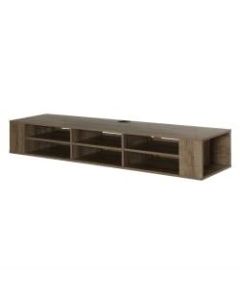 South Shore City Life 66in Wide Wall Mounted Media Console, Weathered Oak