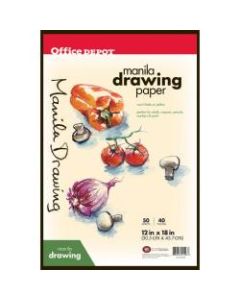 Office Depot Brand Manila Drawing Paper, 12in x 18in, 40 Lb, 50 Sheets