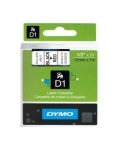 DYMO D1 45017 Black-On-Red Tape, 0.5in x 23ft