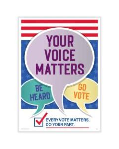 ComplyRight Get Out The Vote Posters, Your Voice Matters Be Heard Go Vote, English, 10in x 14in, Pack Of 3 Posters