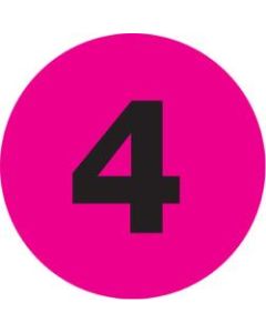 Tape Logic Fluorescent Pink - "4in Number Labels 1in, DL6754, Roll of 500