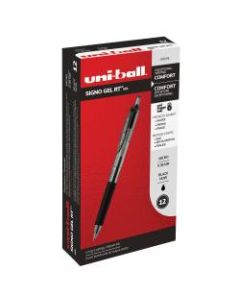 uni-ball Signo Gel RT Retractable Gel Pens, Micro Point, 0.5 mm, Clear Barrel, Black Ink, Pack Of 12