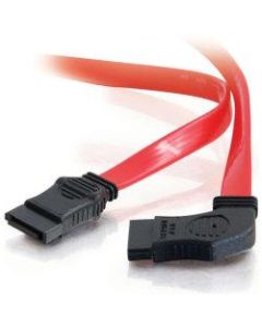 C2G 18in 7-pin 180 deg. to 90 deg. 1-Device Side Serial ATA Cable - Female SATA - Female SATA - 18in - Translucent Red