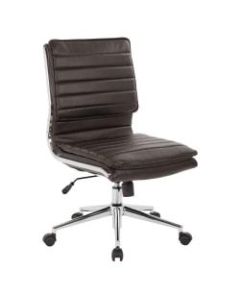 Office Star Pro-Line II SPX Armless Bonded Leather Mid-Back Chair, Espresso/Chrome