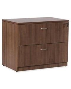Lorell Essentials 36inW Lateral 2-Drawer File Cabinet, Metal, Walnut