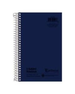 Oxford 3-subject Small Wirebound Notebook - 150 Sheets - Spiral - 15 lb Basis Weight - 6in x 9 1/2in - White Paper - Assorted Cover - Kraft Cover - Subject - Recycled - 1Each