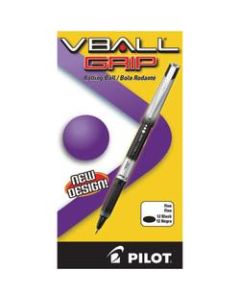 Pilot V-Ball Grip Liquid Ink Rollerball Pens, Fine Point, 0.7 mm, Metallic Silver/Gray Barrel, Black Ink, Pack Of 12 Pens