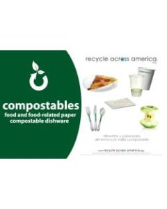 Recycle Across America Compostables Standardized Recycling Labels, COMPS-5585, 5 1/2in x 8 1/2in, Dark Green