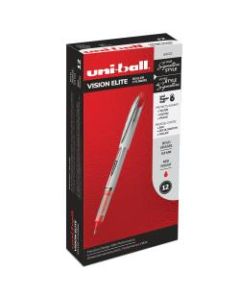 uni-ball Vision Elite Liquid Ink Rollerball Pens, Bold Point, 0.8 mm, White Barrel, Red Ink, Pack Of 12