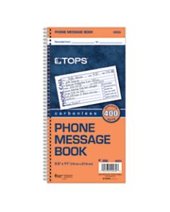 TOPS Phone Message Book, 2-Part, 11in x 5 1/2in, 4 Messages Per Page, 100 Pages (100 Sheets), White/Canary