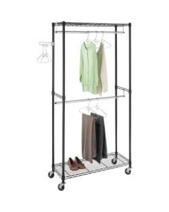 Whitmor Garment Rack - 76in Height x 38in Width x 16.3in Depth - Adjustable, Heavy Duty, Built-in Wheels - Black - Steel