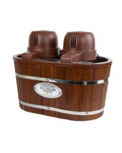Nostalgia Electrics 4-Qt Double-Flavor Ice Cream Maker, Brown