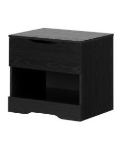 South Shore Holland 1-Drawer Nightstand, 19-3/4inH x 22-1/4inW x 17inD, Black Oak