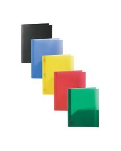 Office Depot Brand 2-Pocket Poly Folders With Prongs, Letter Size, Assorted Colors, Pack Of 10