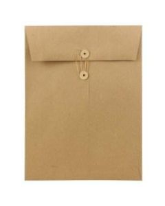 JAM Paper Open-End 9in x 12in Manila Catalog Envelopes, Button & String Closure, 100% Recycled, Brown Kraft, Pack Of 25