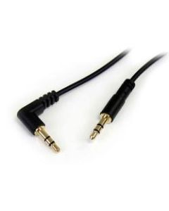 StarTech.com 1 ft Slim 3.5mm to Right Angle Stereo Audio Cable - M/M - Mini-phone Male Stereo Audio - Mini-phone Male Stereo Audio - 1ft - Black