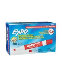 EXPO Low-Odor Dry-Erase Markers, Chisel Point, Red, Pack Of 12