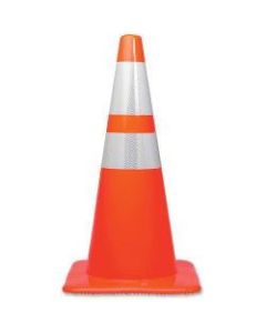 Tatco 28in Traffic Cone - 1 / Each - 28in Height - Cone Shape - Stackable, Sturdy - Orange, Silver