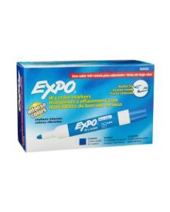 EXPO Low-Odor Dry-Erase Markers, Bullet Point, Blue, Pack Of 12