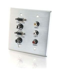 C2G 7 Sockets Audio/Video Faceplate - 2-gang - 2 x Mini-phone Port(s) - 2 x VGA Port(s)