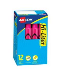 Avery Hi-Liter Desk-Style Highlighters, Fluorescent Pink, Box Of 12