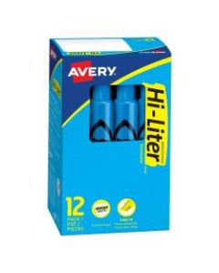 Avery Hi-Liter Desk-Style Highlighters, Fluorescent Blue, Box Of 12