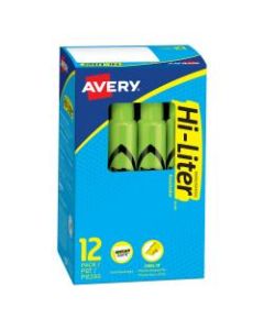 Avery Hi-Liter Desk-Style Highlighters, Fluorescent Green, Box Of 12