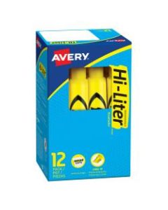 Avery Hi-Liter Desk-Style Highlighters, Yellow, Box Of 12