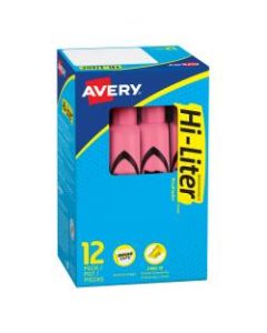 Avery Hi-Liter Desk-Style Highlighters, Pink, Box Of 12