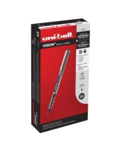 uni-ball Vision Rollerball Pens, Fine Point, 0.7 mm, Gray Barrel, Violet Ink, Pack Of 12