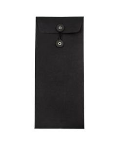 JAM Paper Policy #10 Envelopes, Button & String Closure, 30% Recycled, Black Linen, Pack Of 25