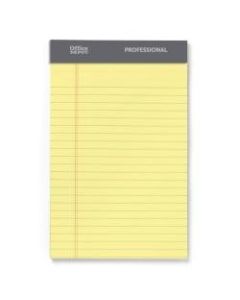 Office Depot Brand Professional Perforated Pads, 5in x 8in, Narrow Ruled, 50 Sheets Per Pad, Canary, Pack Of 8 Pads