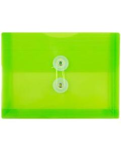 JAM Paper Index Booklet Plastic Envelopes, 5 1/2in x 7 1/2in, Gummed Seal, Lime Green, Pack Of 12