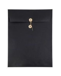 JAM Paper Open-End 9in x 12in Catalog Envelopes, Button & String Closure, 30% Recycled, Black, Pack Of 25