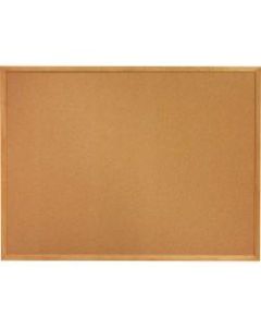 SKILCRAFT Natural Cork Bulletin Board, 36in x 24in, Wood Frame With Oak Finish (AbilityOne 7195 01 235 4161)