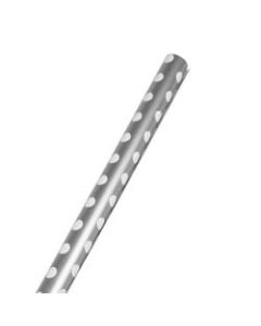 JAM Paper Wrapping Paper, Polka Dot, 25 Sq Ft, Silver & White