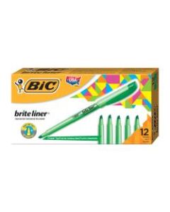 BIC Brite Liner Highlighters, Green, Box Of 12