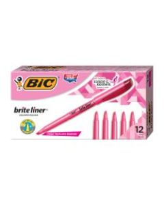 BIC Brite Liner Highlighters, Pink, Box Of 12