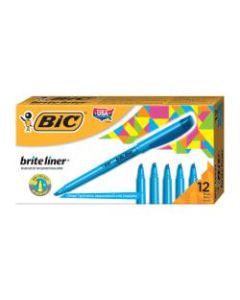 BIC Brite Liner Highlighters, Blue, Box Of 12